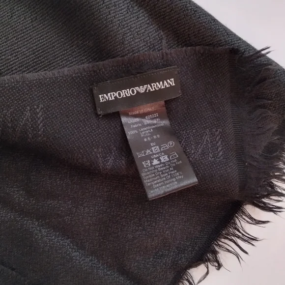 100% Authentic Emporio Armani black silk printed scarf